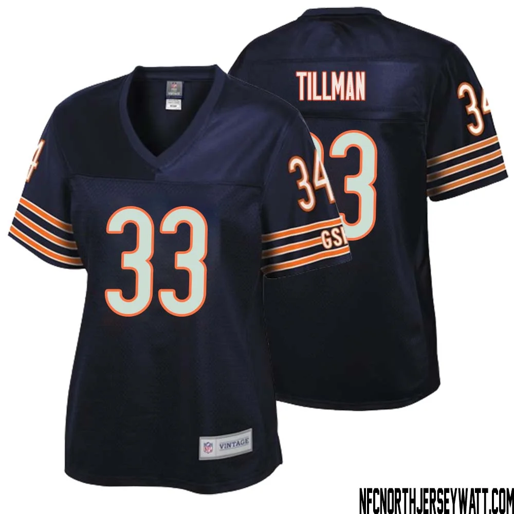 Charles Tillman No 33 Women NFL Pro Line Navy Chicago Bears Retired Player Replica Jersey 1