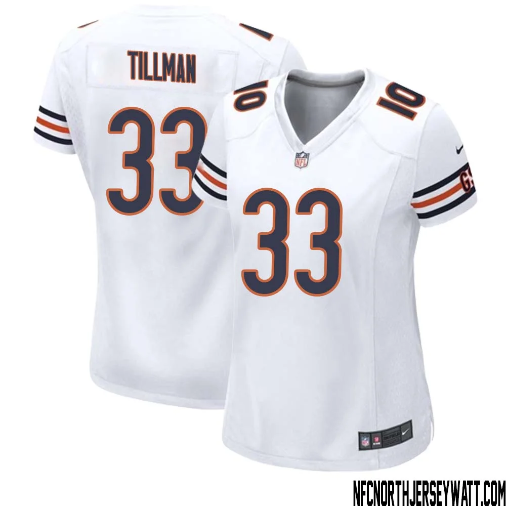 Charles Tillman No 33 Women White Chicago Bears Away Game Jersey