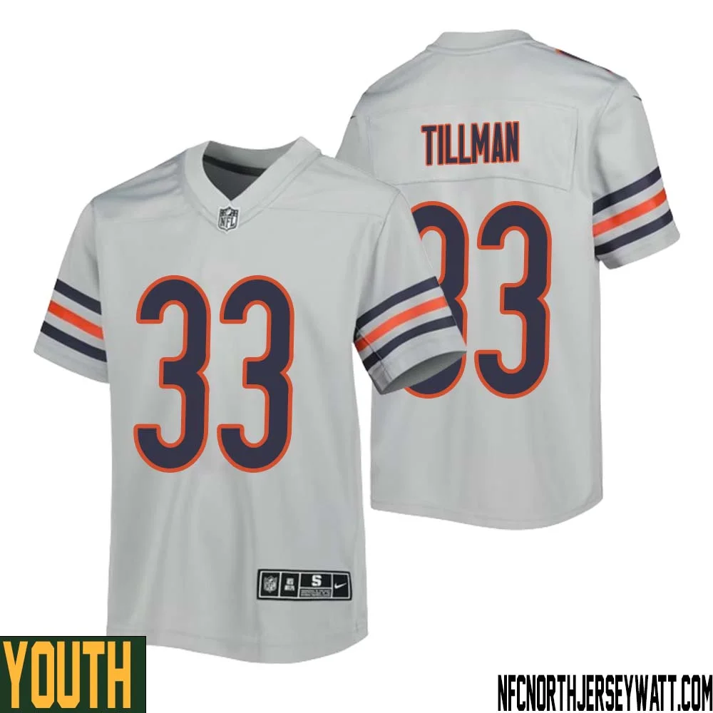 Charles Tillman No 33 Youth Silver Chicago Bears Inverted Legend Jersey 1