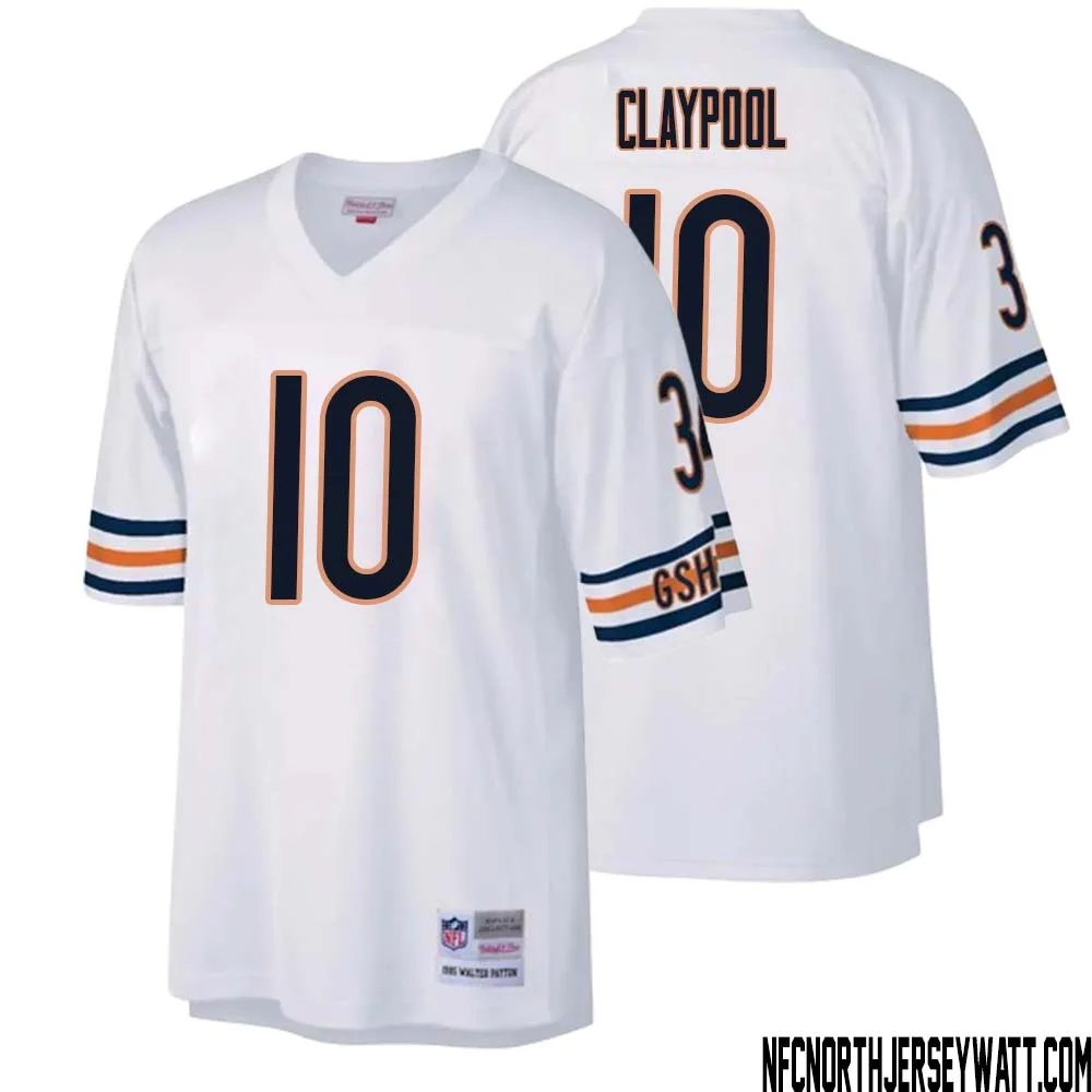 Chase Claypool No 10 Men Mitchell Ness White Chicago Bears Legacy Replica Jersey 1