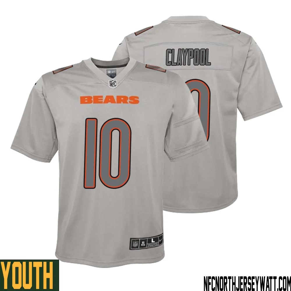 Chase Claypool No 10 Youth Gray Chicago Bears Atmosphere Fashion Game Jersey