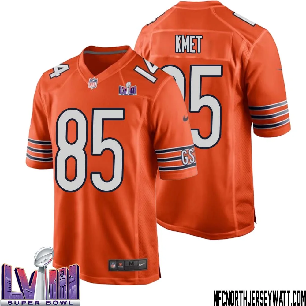 Cole Kmet No 85 Chicago Bears Super Bowl LVIII Alternate Game Jersey Orange for Men 1