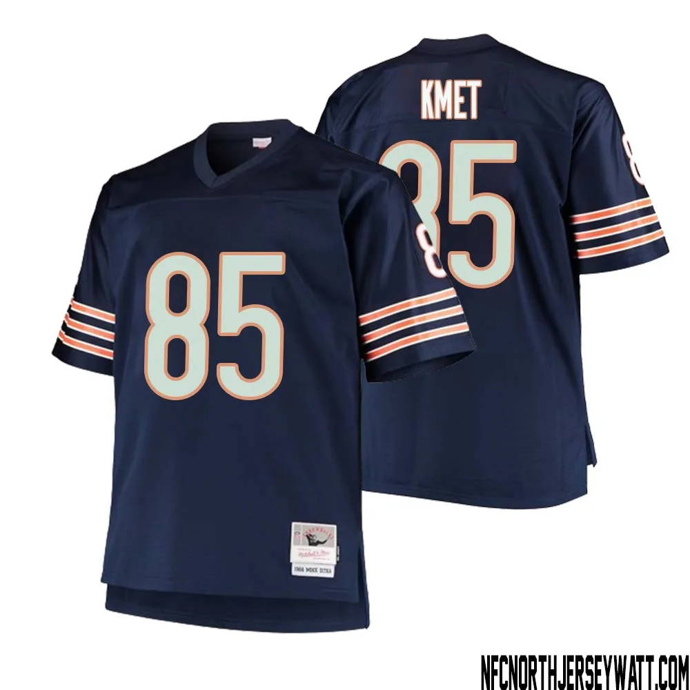 Cole Kmet No 85 Men Mitchell Ness Navy Chicago Bears Big Tall 1985 Retired Player Replica Jersey