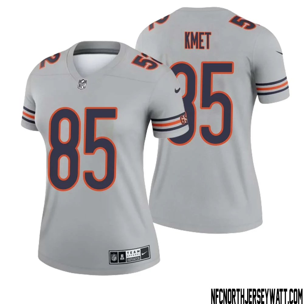 Cole Kmet No 85 Women Silver Chicago Bears Inverted Legend Jersey 1