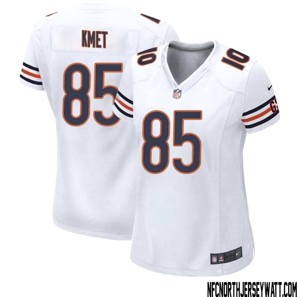 Cole Kmet No 85 Women White Chicago Bears Away Game Jersey