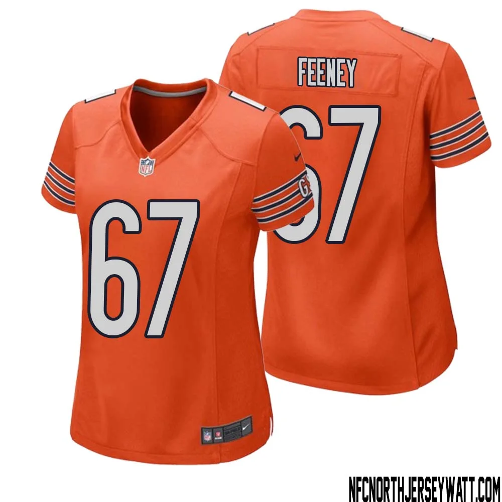 Dan Feeney No 67 Women Orange Chicago Bears Alternate Game Player Jersey