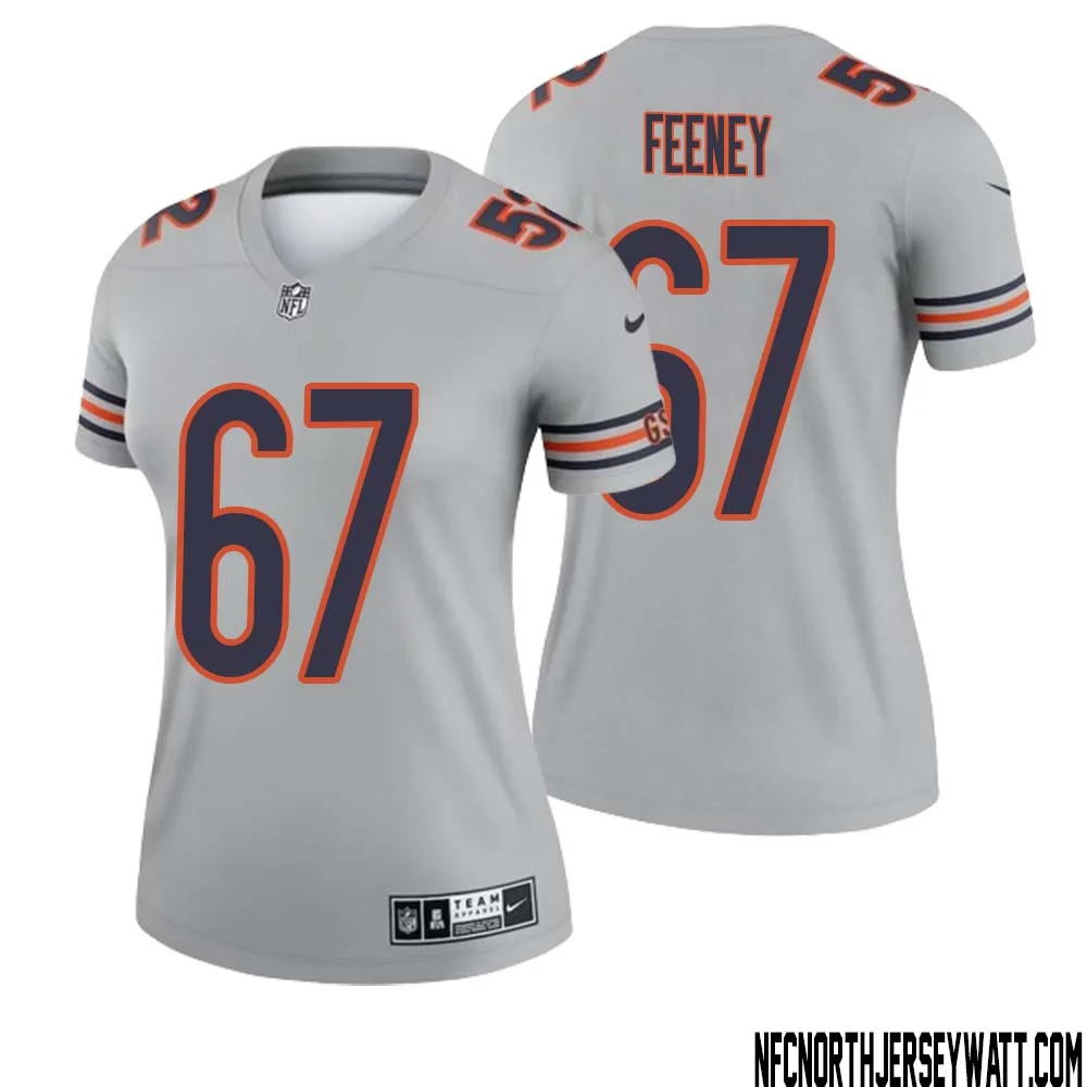 Dan Feeney No 67 Women Silver Chicago Bears Inverted Legend Jersey 1
