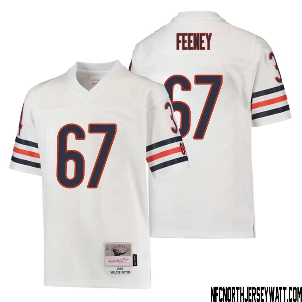 Dan Feeney No 67 Youth Mitchell Ness White Chicago Bears 1985 Retired Player Legacy Jersey 1