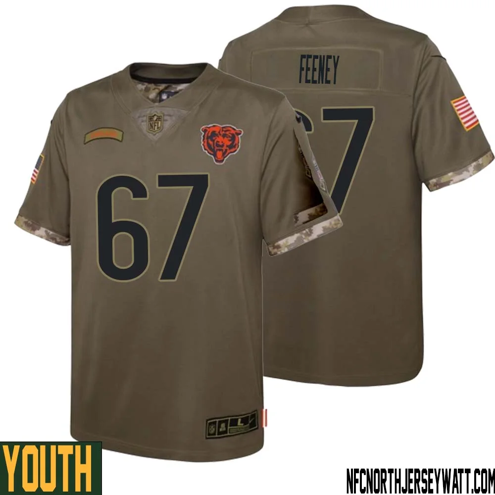 Dan Feeney No 67 Youth Olive Chicago Bears 2022 Salute To Service Retired Player Limited Jersey
