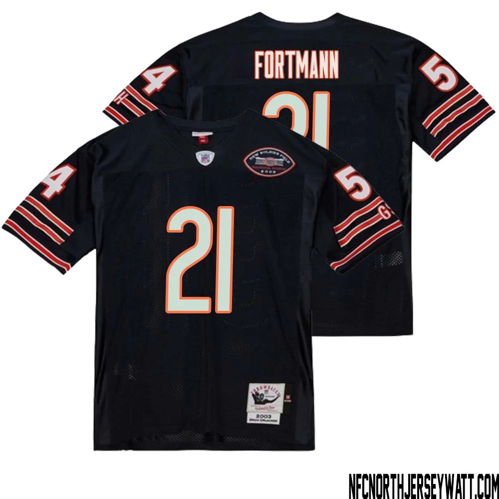 Dan Fortmann No 21 Men Mitchell Ness Navy Chicago Bears 2004 Authentic Throwback Retired Player Jersey 1
