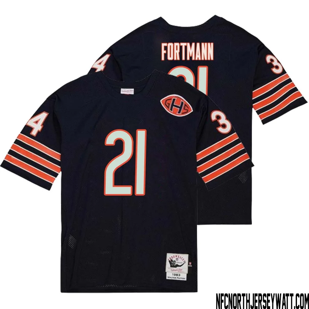 Dan Fortmann No 21 Men Mitchell Ness Navy Chicago Bears 2004 Authentic Throwback Retired Player Jersey