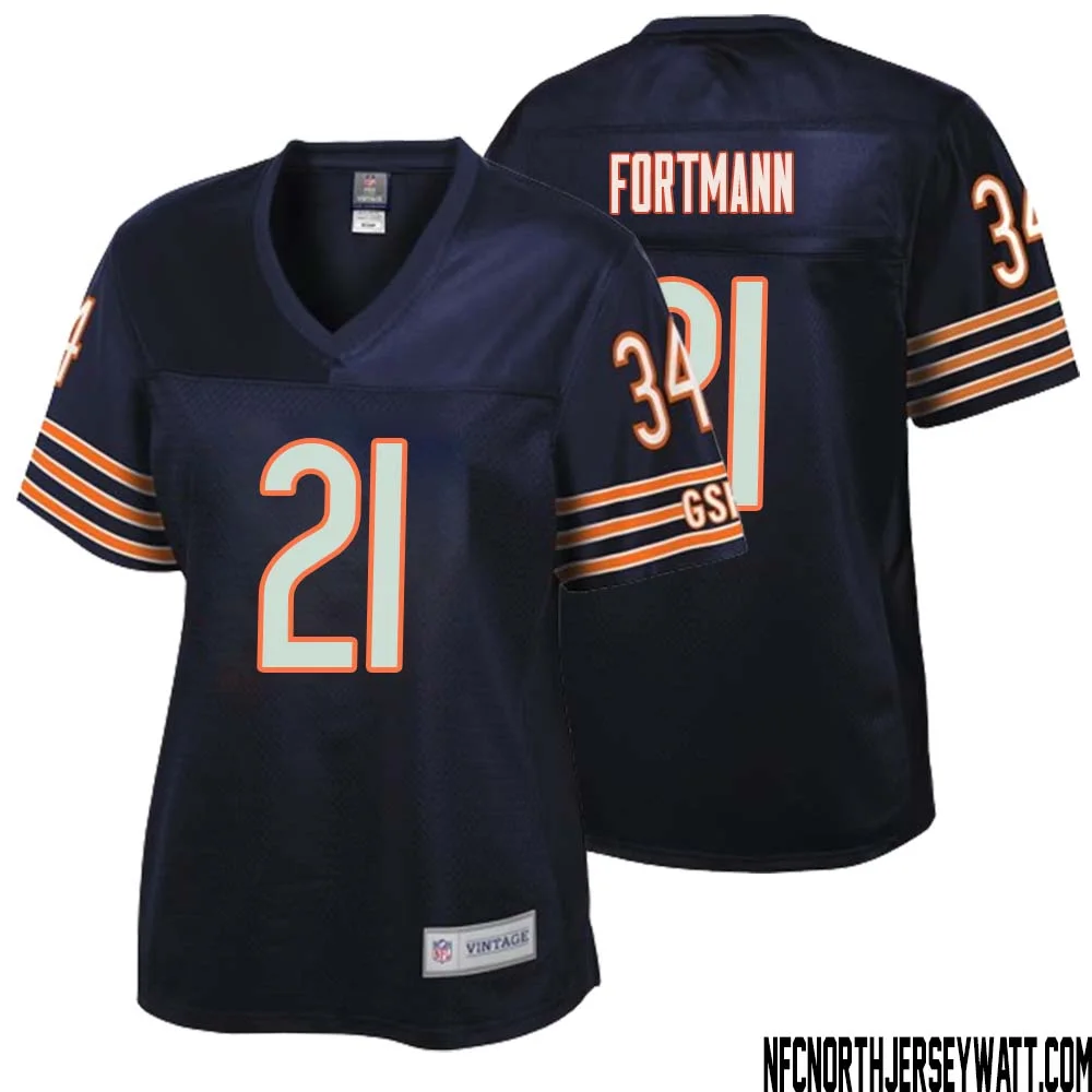Dan Fortmann No 21 Women NFL Pro Line Navy Chicago Bears Retired Player Replica Jersey