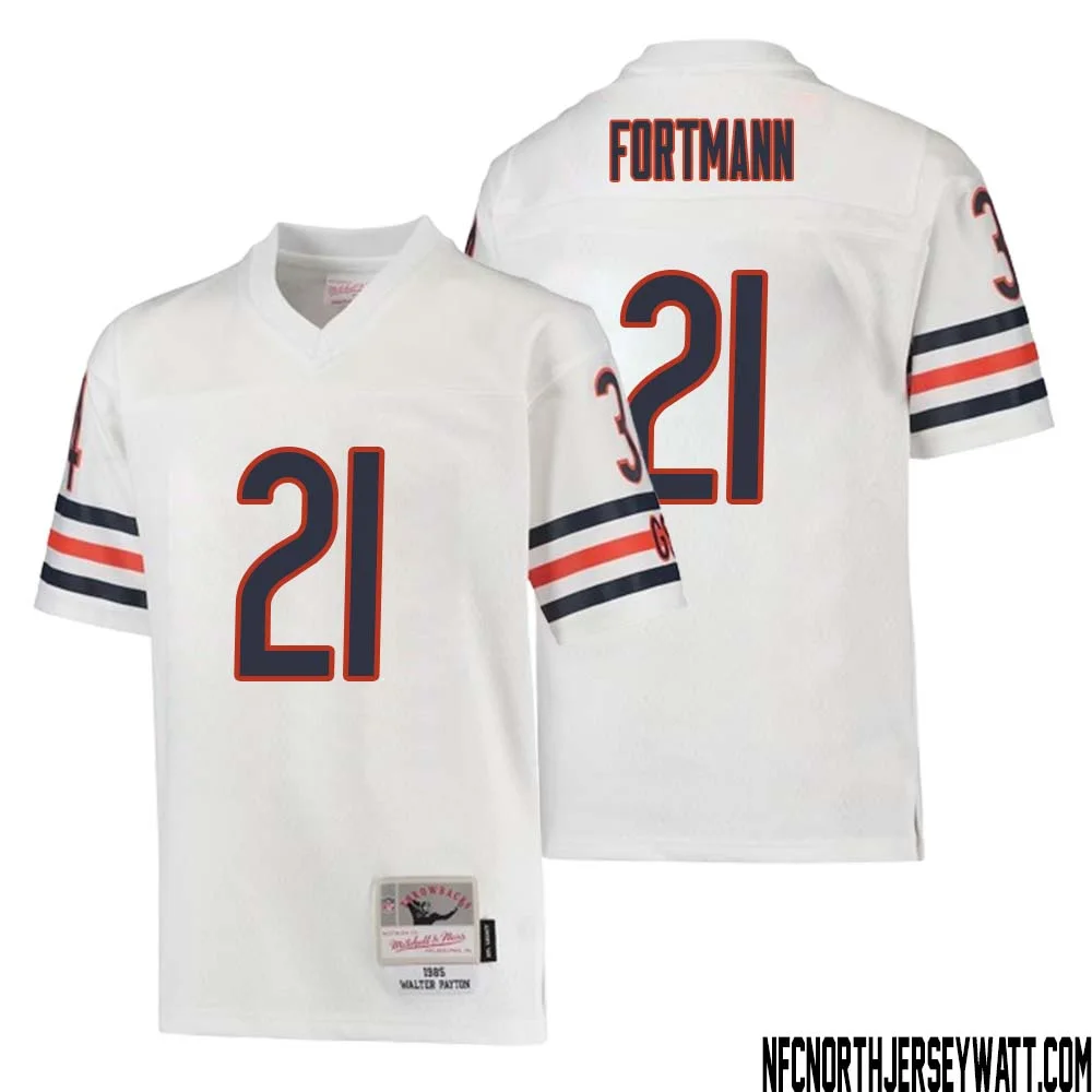 Dan Fortmann No 21 Youth Mitchell Ness White Chicago Bears 1985 Retired Player Legacy Jersey 1