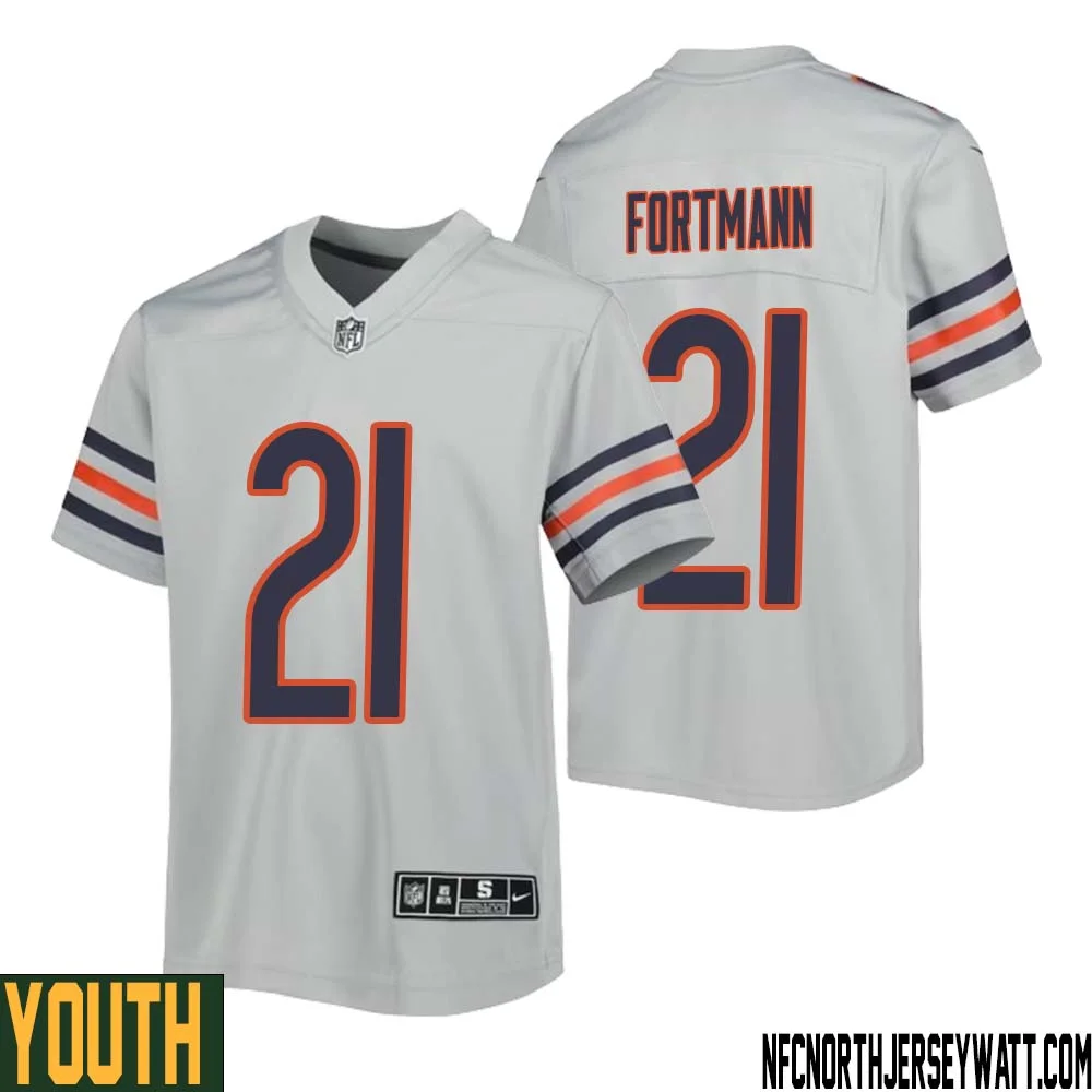 Dan Fortmann No 21 Youth Silver Chicago Bears Inverted Legend Jersey