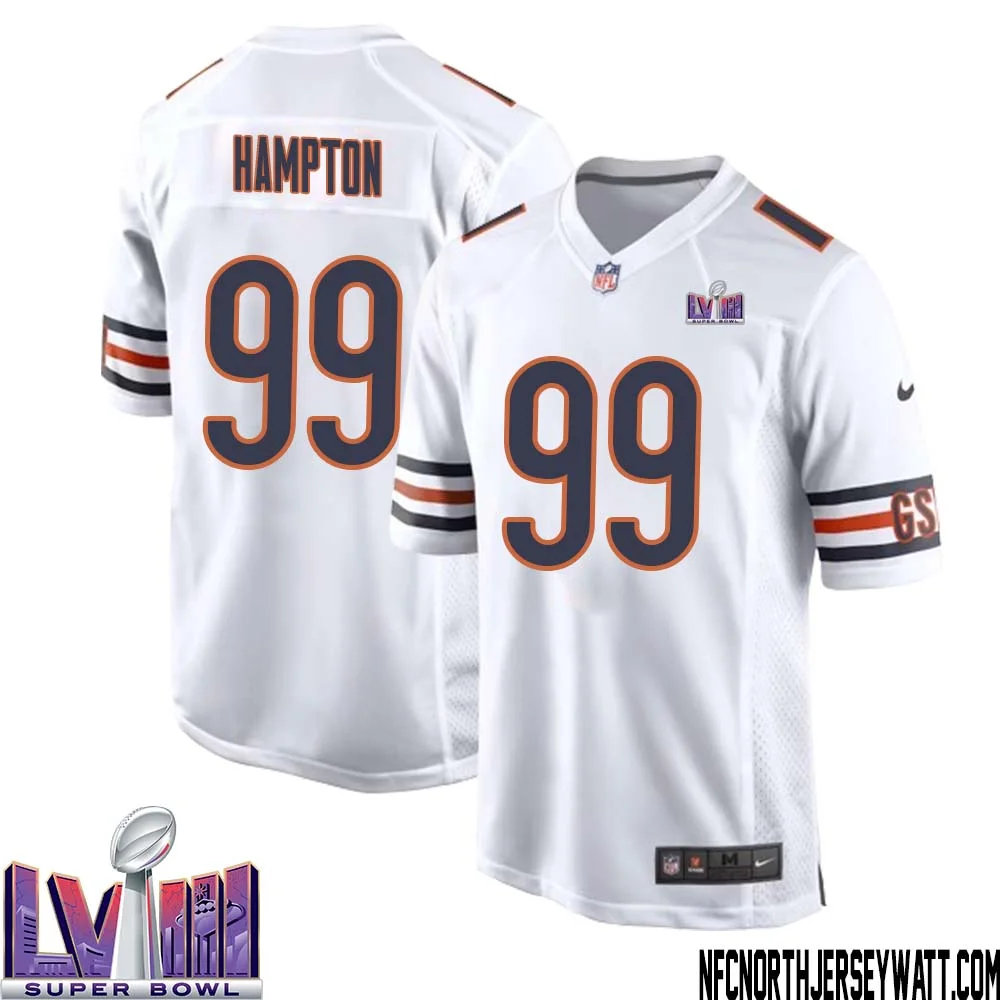 Dan Hampton No 99 Chicago Bears Super Bowl LVIII Away Game Jersey White for Men