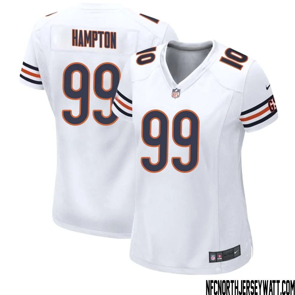 Dan Hampton No 99 Women White Chicago Bears Away Game Jersey