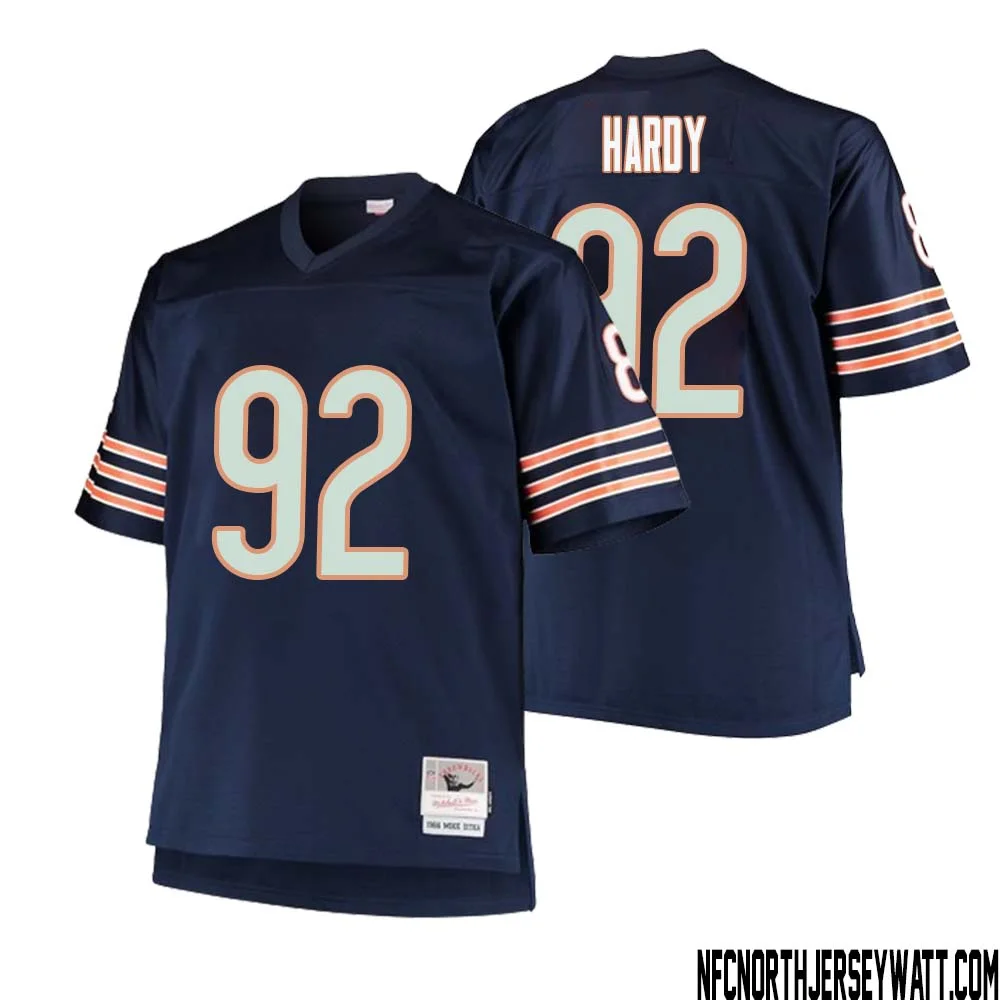 Daniel Hardy No 92 Men Mitchell Ness Navy Chicago Bears Big Tall 1985 Retired Player Replica Jersey 2