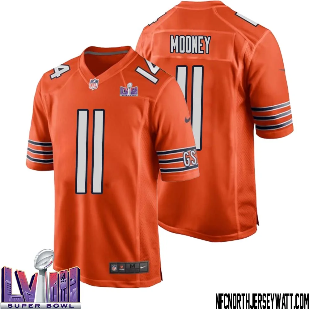 Darnell Mooney No 11 Chicago Bears Super Bowl LVIII Alternate Game Jersey Orange for Men 1