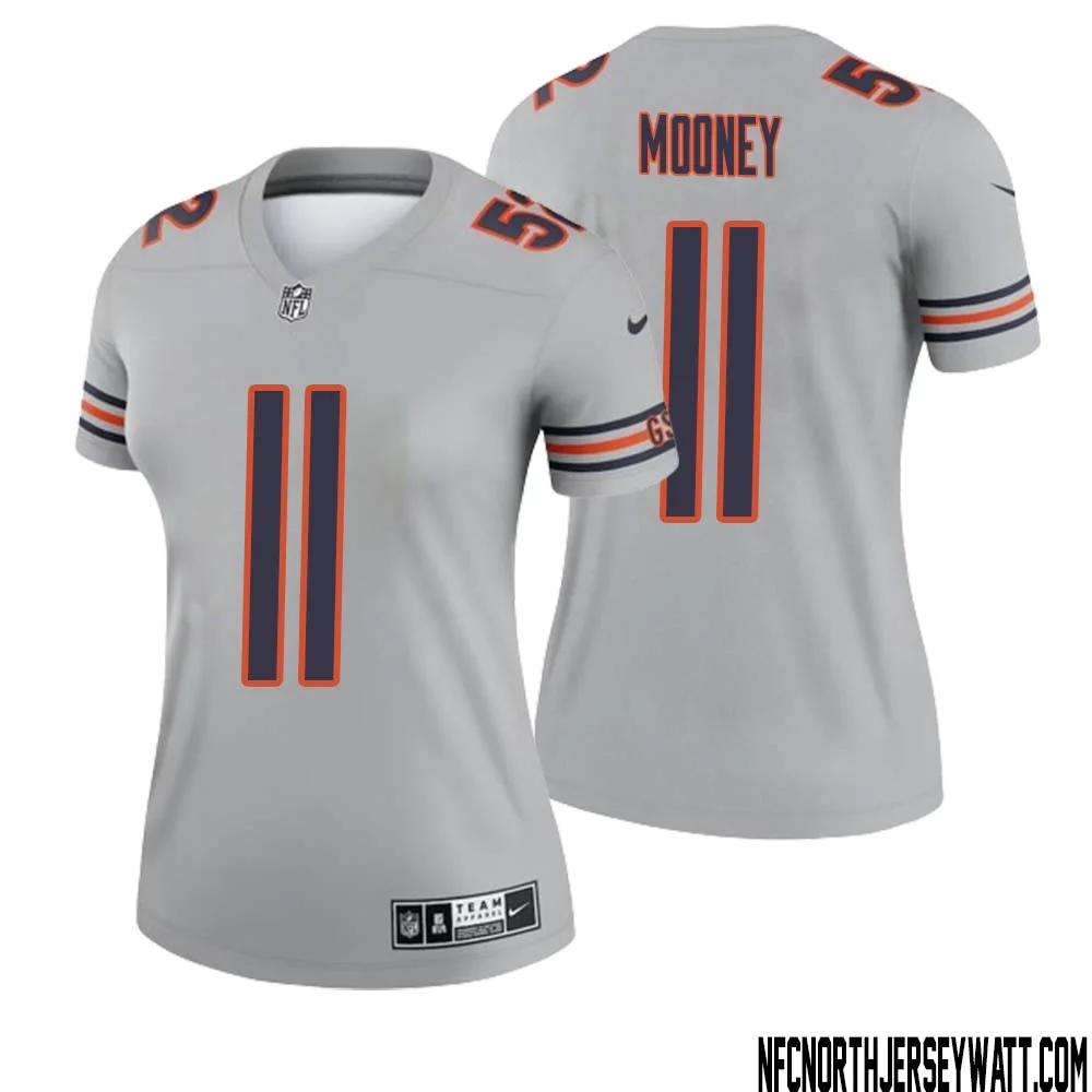 Darnell Mooney No 11 Women Silver Chicago Bears Inverted Legend Jersey