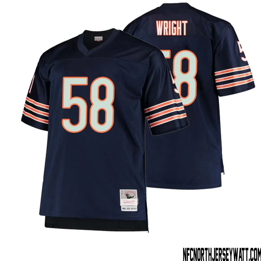 Darnell Wright No 58 Men Mitchell Ness Navy Chicago Bears Big Tall 1966 Retired Player Replica Jersey 1