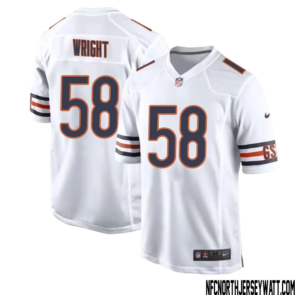 Darnell Wright No 58 Men White Chicago Bears Away Game Jersey 1