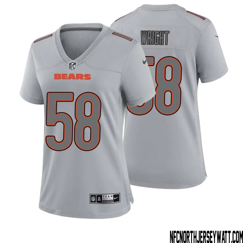Darnell Wright No 58 Women Gray Chicago Bears Atmosphere Fashion Game Jersey 1