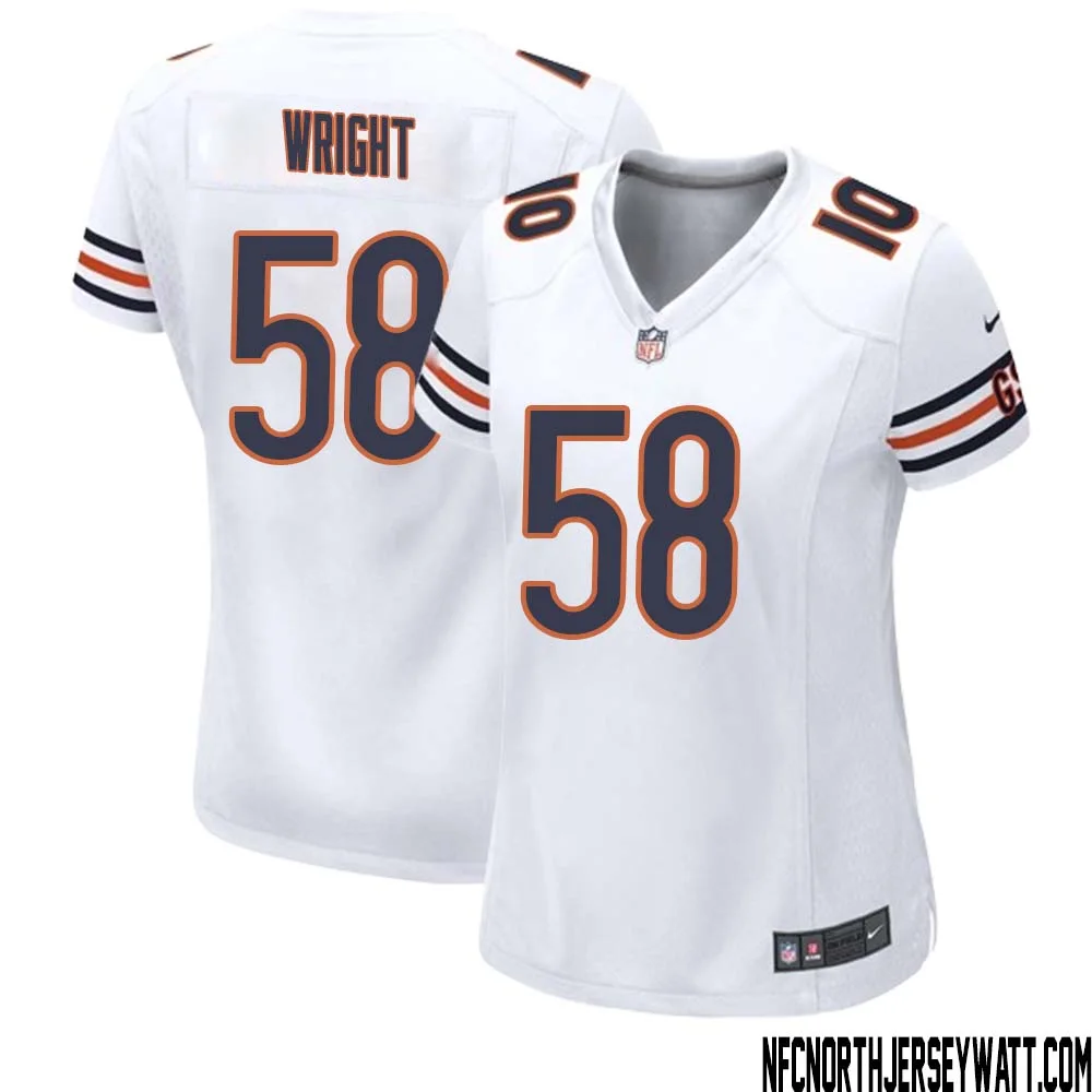 Darnell Wright No 58 Women White Chicago Bears Away Game Jersey 1