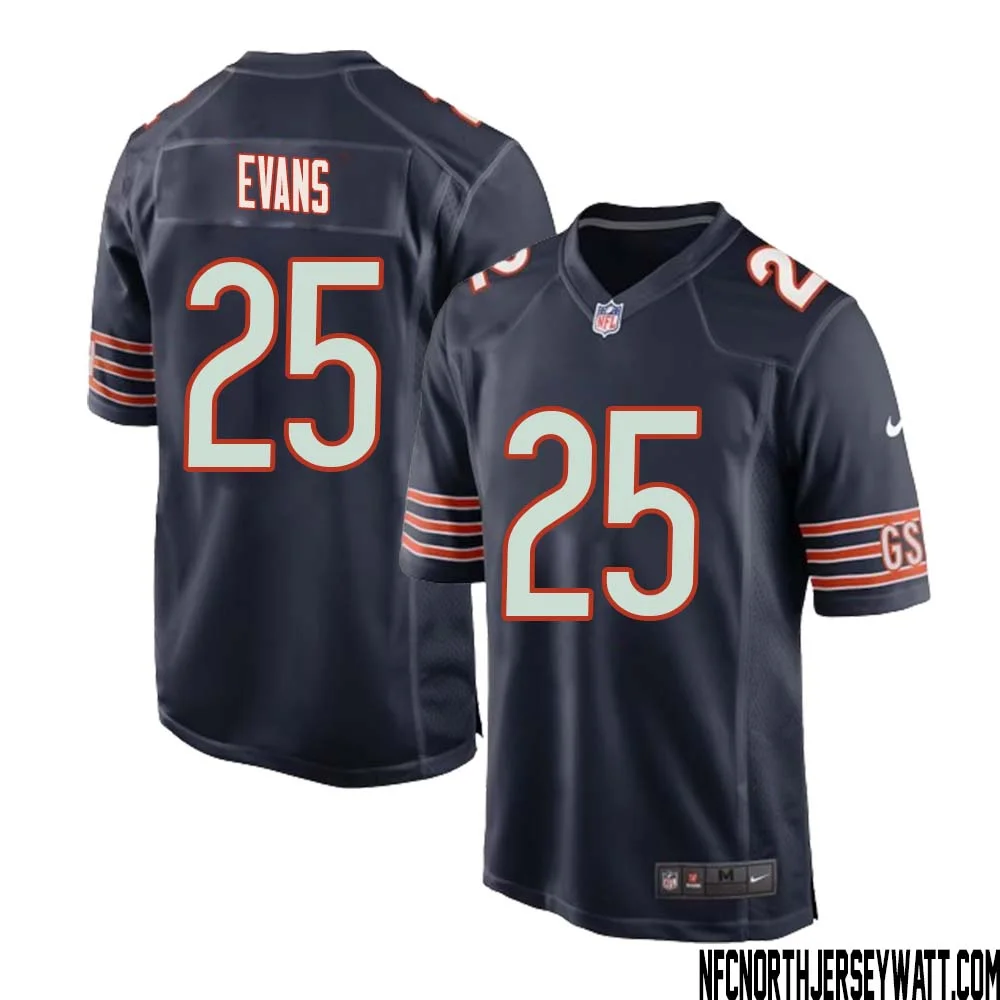 Darrynton Evans No 25 Chicago Bears Home Game Navy Jersey for Men 1