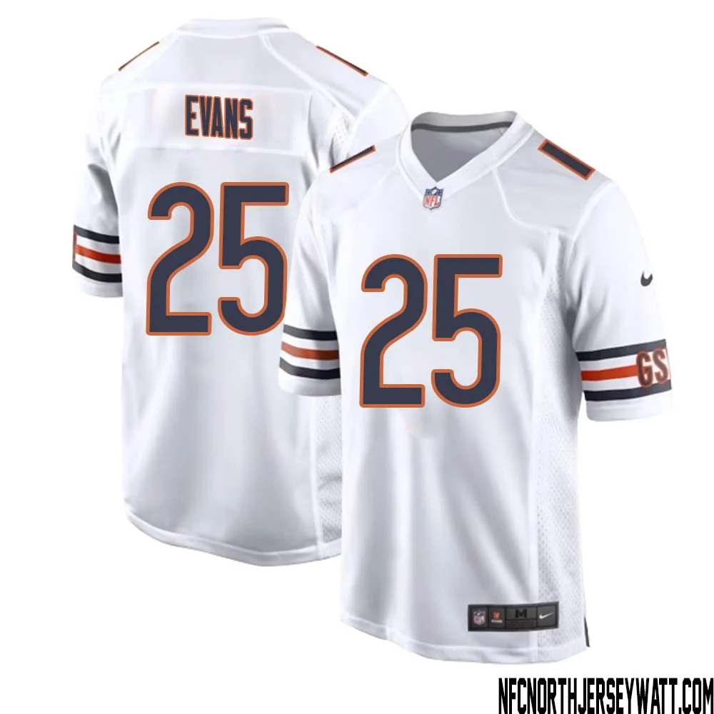 Darrynton Evans No 25 Men White Chicago Bears Away Game Jersey 1