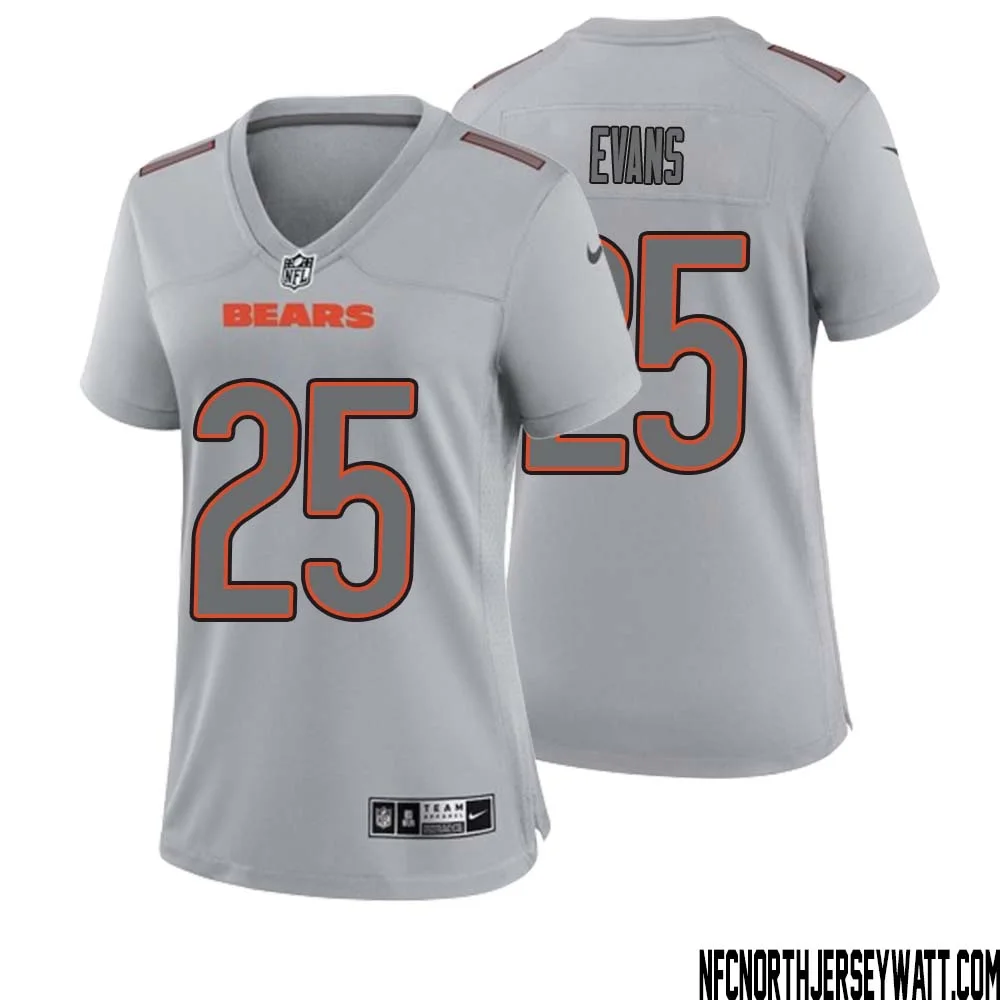 Darrynton Evans No 25 Women Gray Chicago Bears Atmosphere Fashion Game Jersey