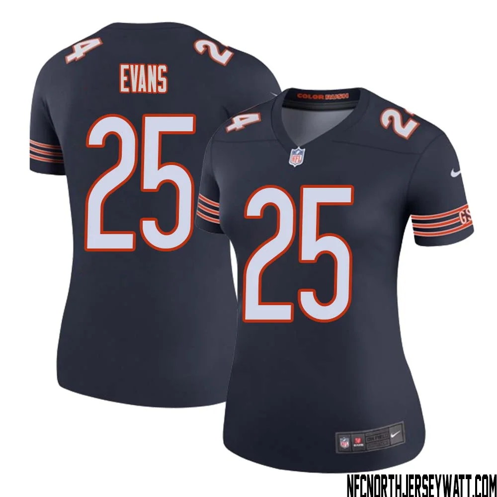 Darrynton Evans No 25 Women Navy Chicago Bears Color Rush Legend Jersey