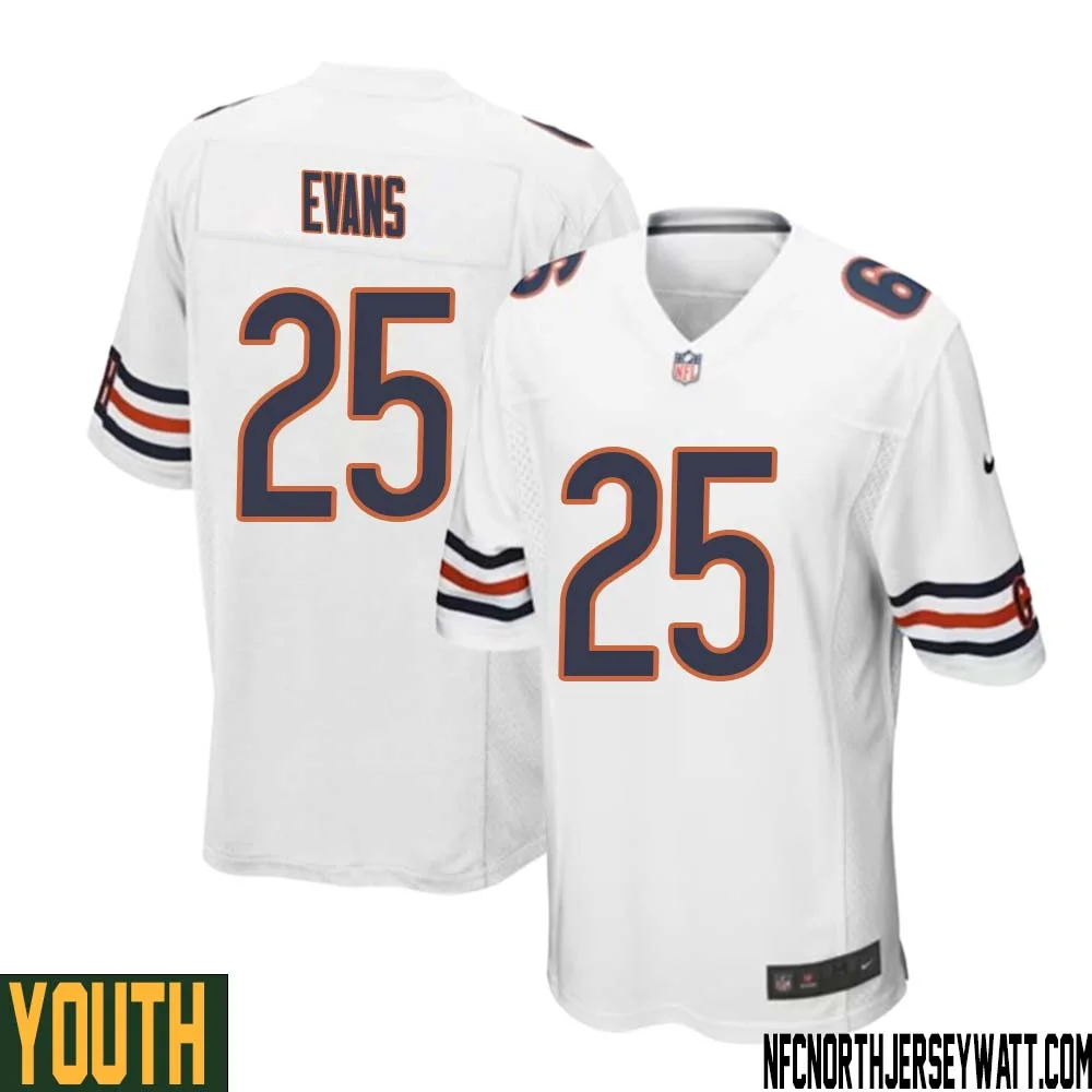 Darrynton Evans No 25 Youth White Chicago Bears Away Game Jersey 1