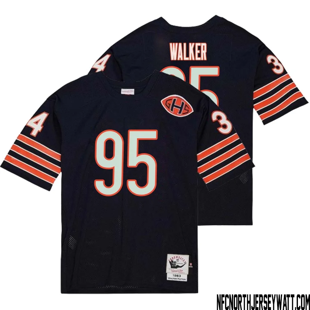 DeMarcus Walker No 95 Men Mitchell Ness Navy Chicago Bears 2004 Authentic Throwback Retired Player Jersey 2