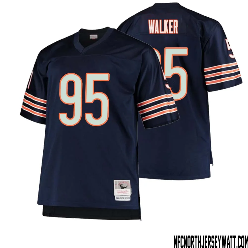 DeMarcus Walker No 95 Men Mitchell Ness Navy Chicago Bears Big Tall 1966 Retired Player Replica Jersey 1