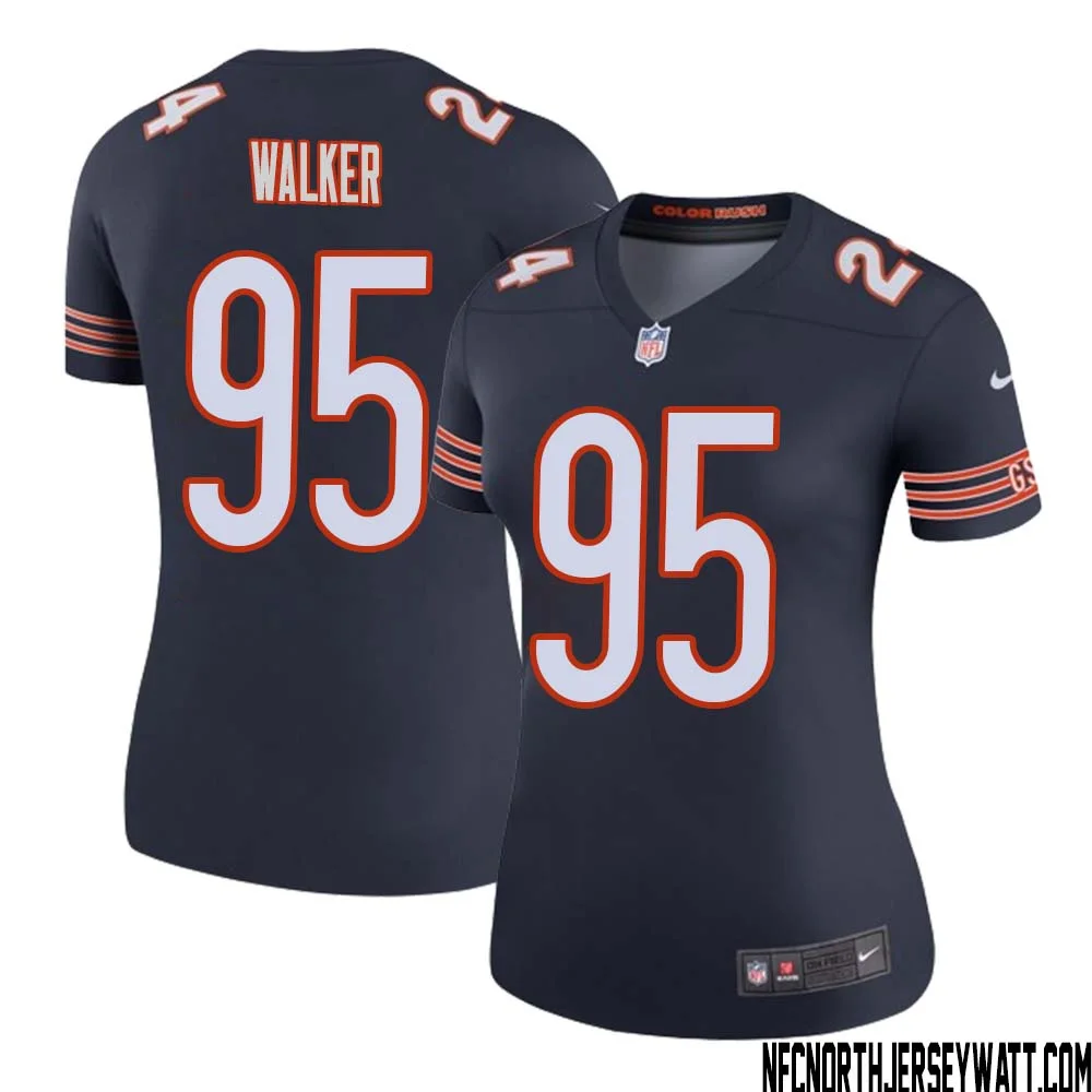 DeMarcus Walker No 95 Women Navy Chicago Bears Color Rush Legend Jersey