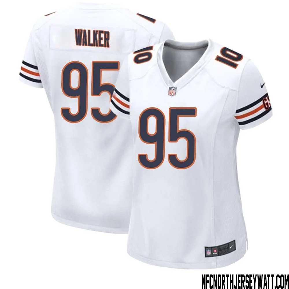 DeMarcus Walker No 95 Women White Chicago Bears Away Game Jersey