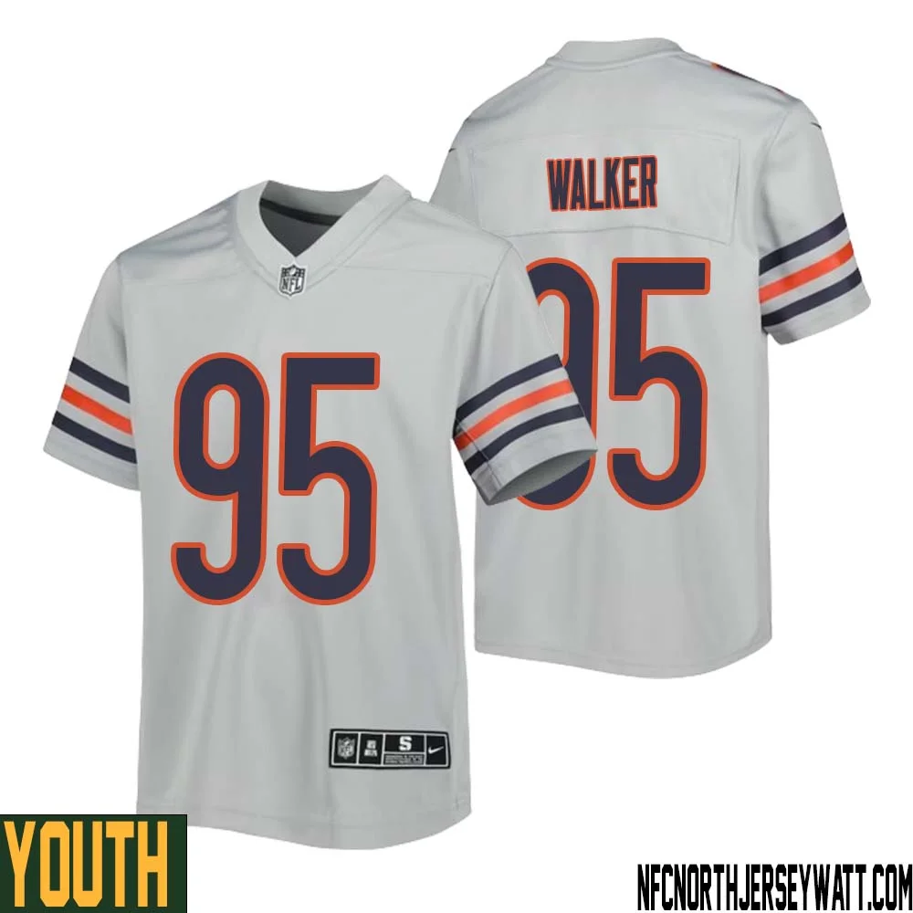 DeMarcus Walker No 95 Youth Silver Chicago Bears Inverted Legend Jersey
