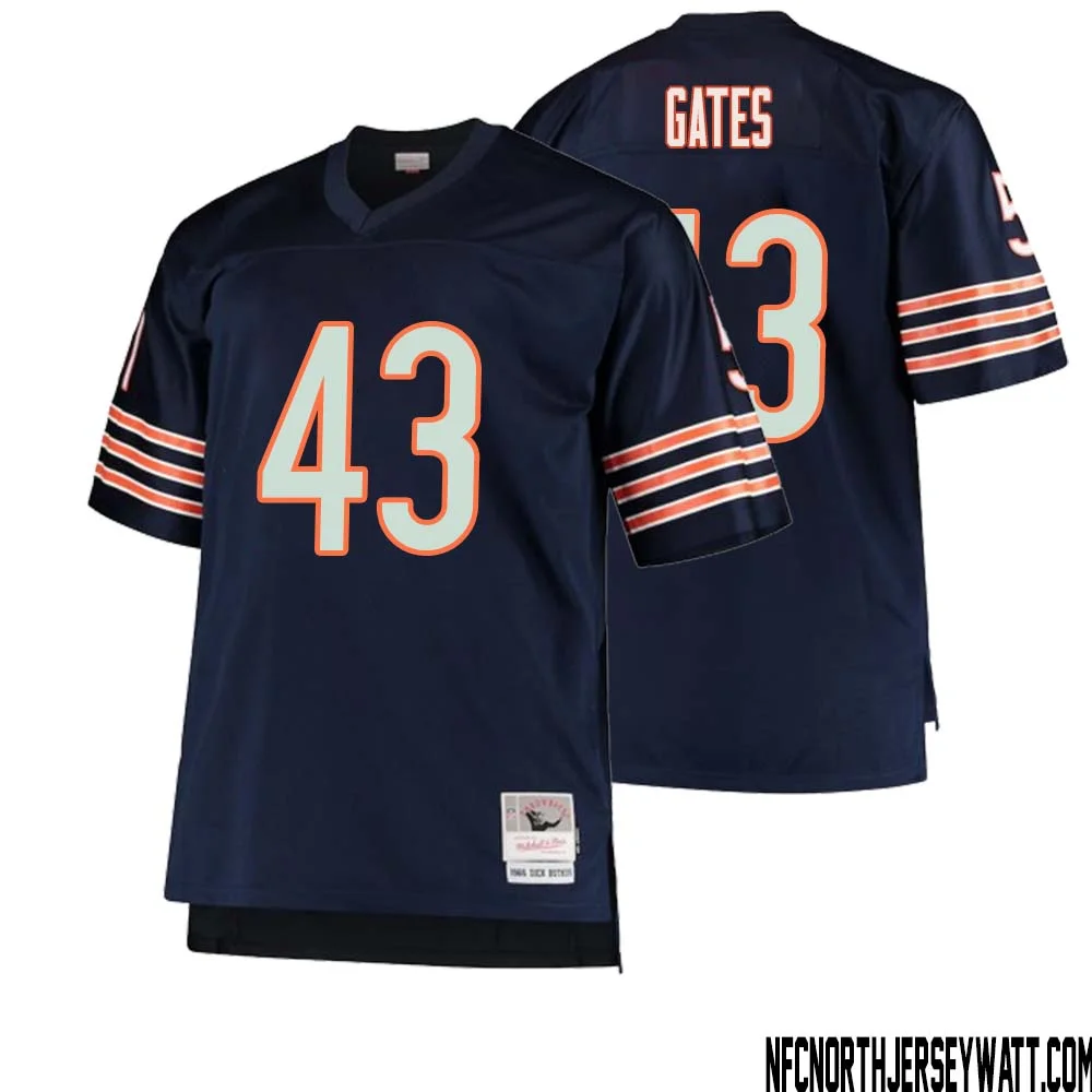 DeMarquis Gates No 43 Men Mitchell Ness Navy Chicago Bears Big Tall 1966 Retired Player Replica Jersey