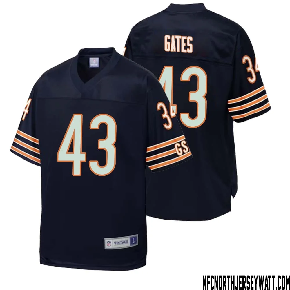 DeMarquis Gates No 43 Men NFL Pro Line Navy Chicago Bears Retired Player Replica Jersey