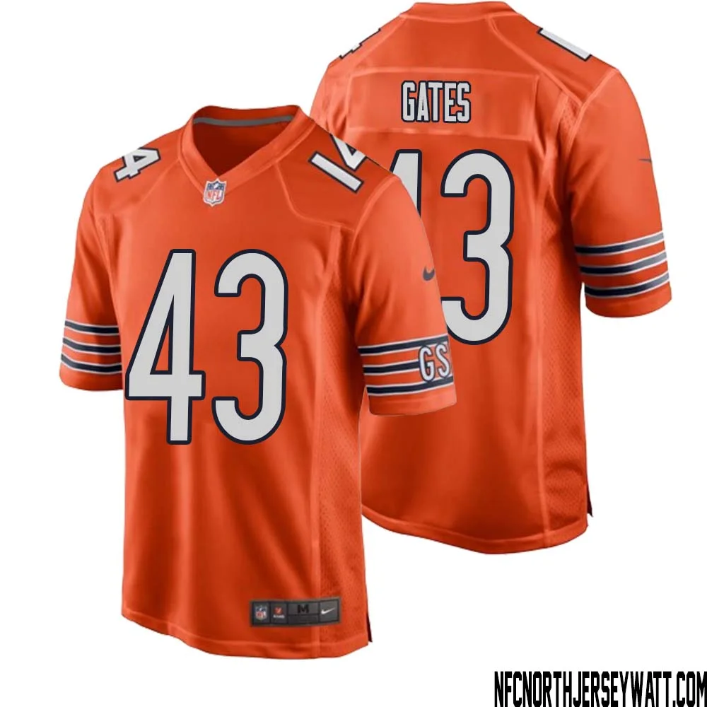 DeMarquis Gates No 43 Men Orange Chicago Bears Alternate Game Player Jersey 1