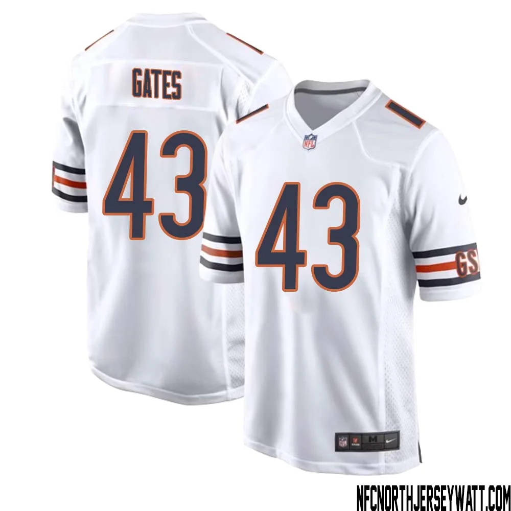 DeMarquis Gates No 43 Men White Chicago Bears Away Game Jersey