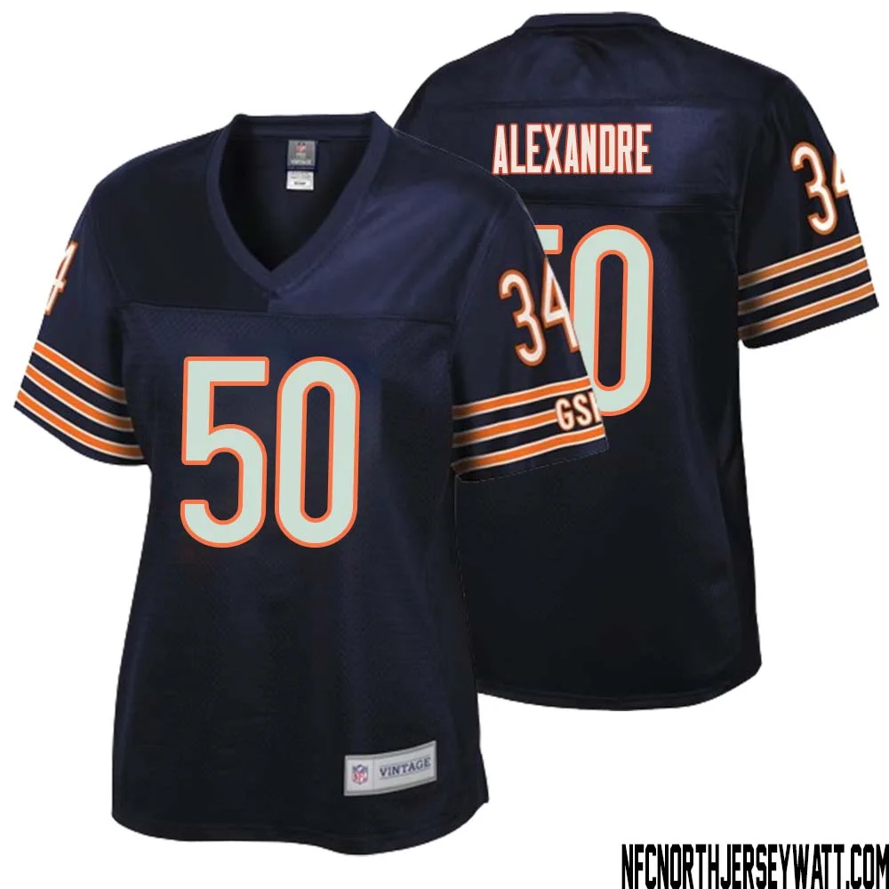 Deslin Alexandre No 50 Women NFL Pro Line Navy Chicago Bears Retired Player Replica Jersey 1