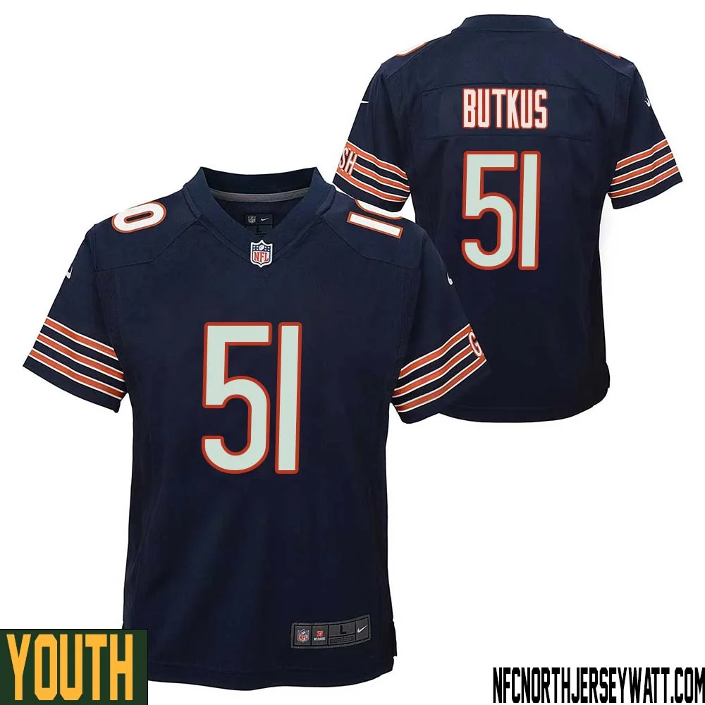 Dick Butkus No 51 Chicago Bears Home Game Navy Jersey for Youth 1