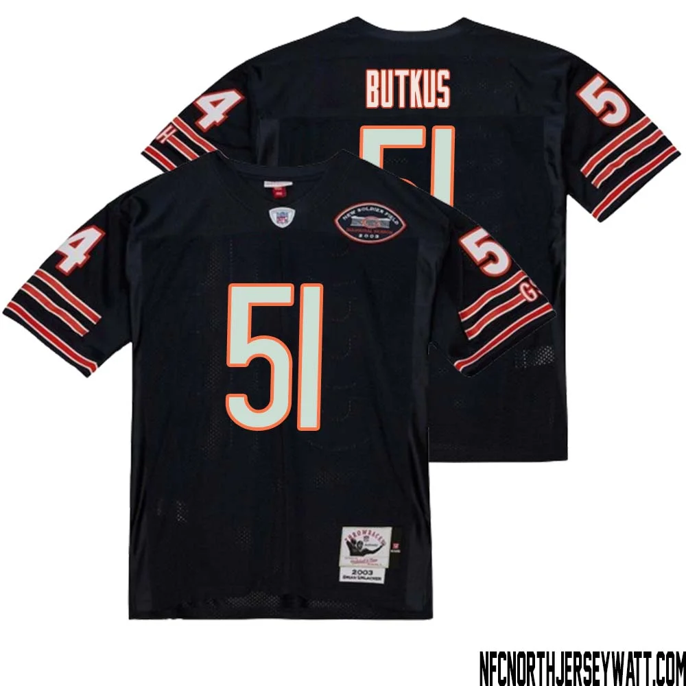 Dick Butkus No 51 Men Mitchell Ness Navy Chicago Bears 2004 Authentic Throwback Retired Player Jersey 1 1