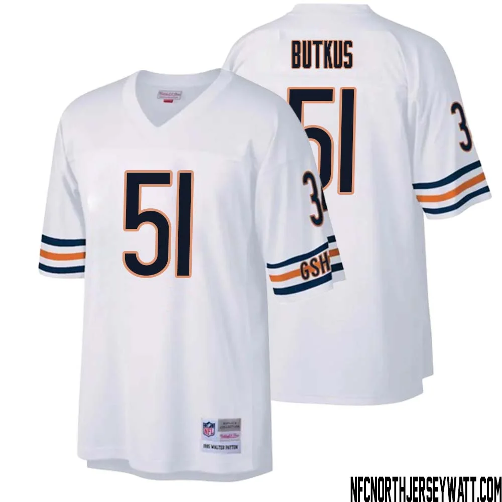 Dick Butkus No 51 Men Mitchell Ness White Chicago Bears Legacy Replica Jersey