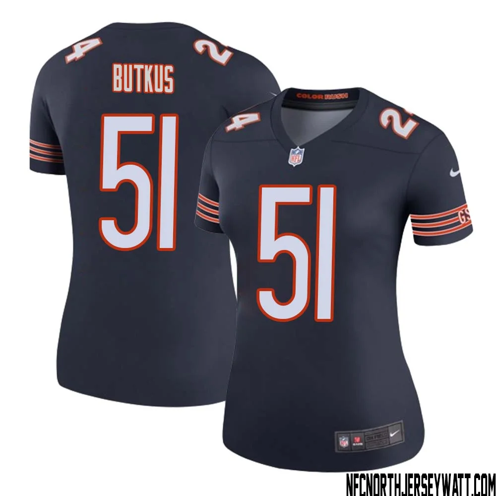 Dick Butkus No 51 Women Navy Chicago Bears Color Rush Legend Jersey
