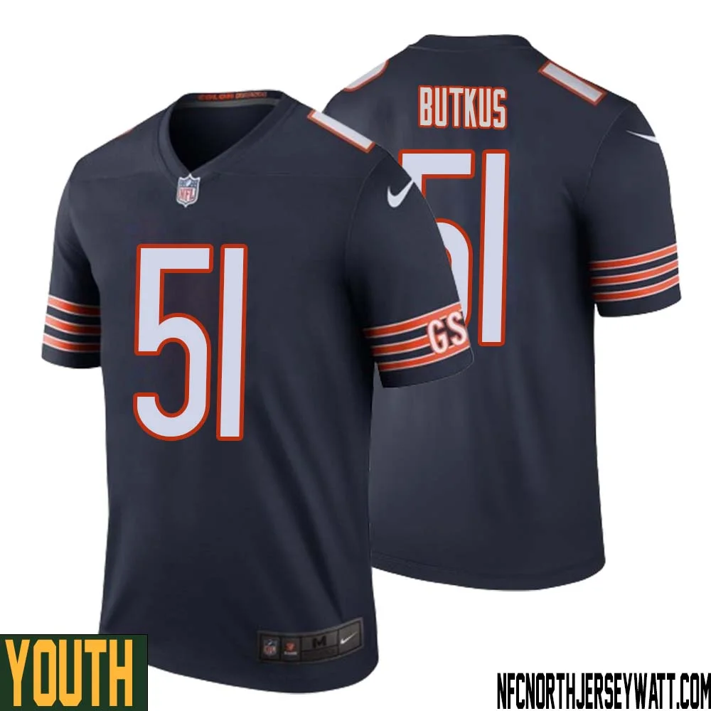 Dick Butkus No 51 Youth Navy Chicago Bears Color Rush Legend Jersey 1