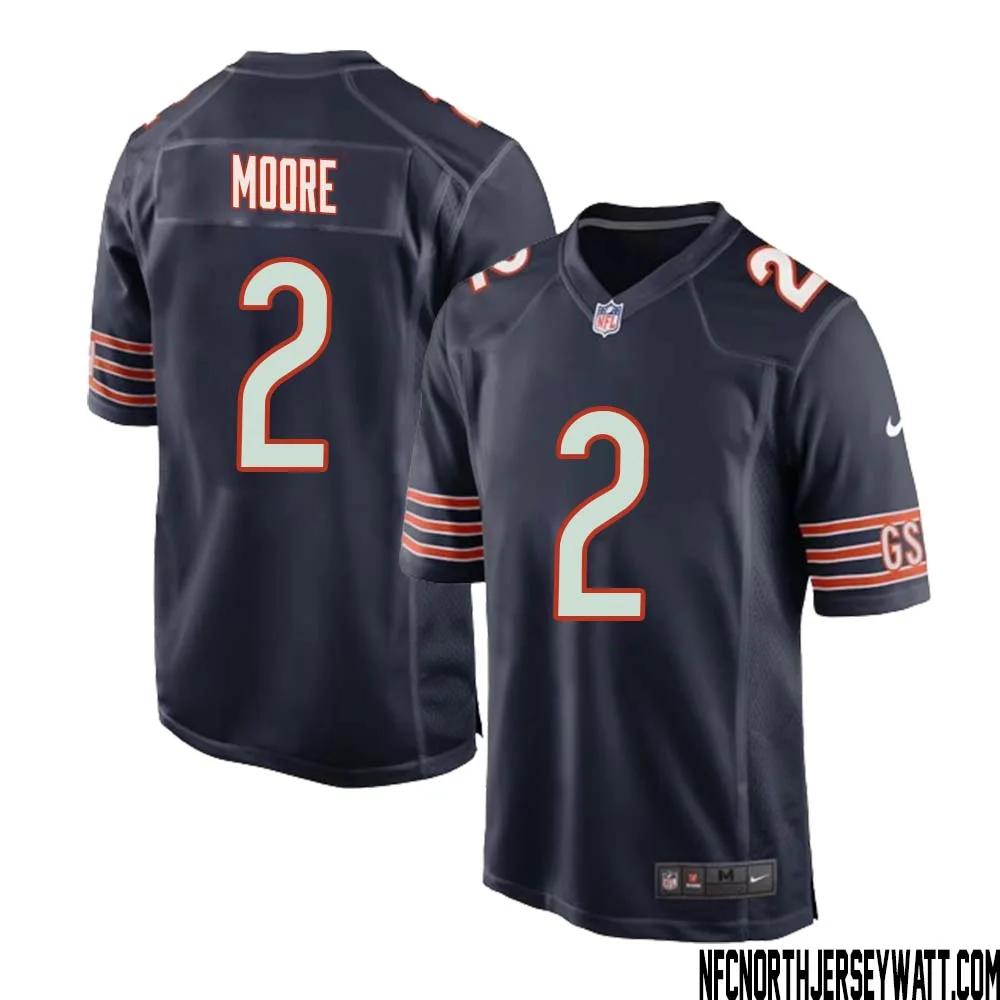DJ Moore No 2 Chicago Bears Home Game Navy Jersey for Men