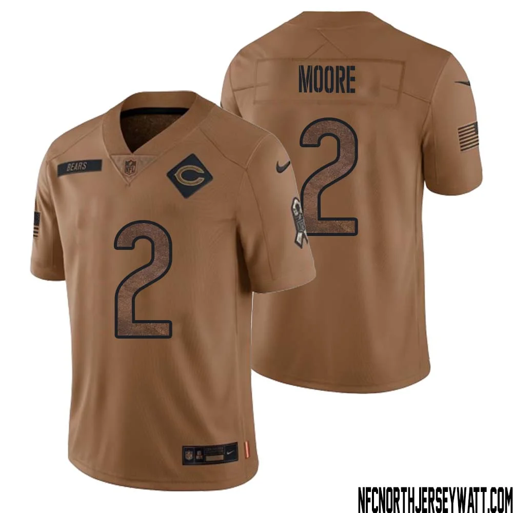 DJ Moore No 2 Men Brown Chicago Bears 2023 Salute To Service Retired Player Limited Jersey 1