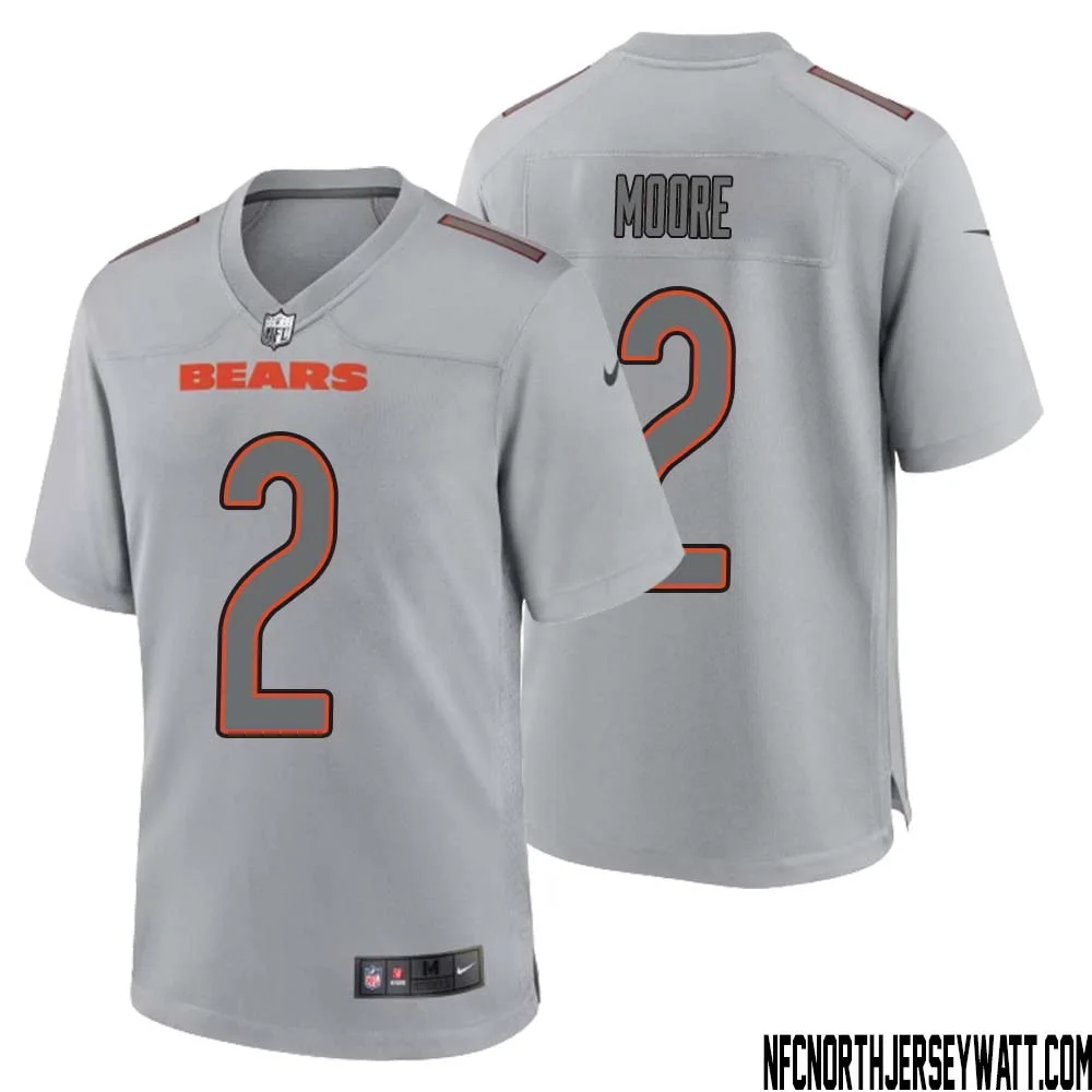 DJ Moore No 2 Men Gray Chicago Bears Atmosphere Fashion Game Jersey